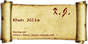Khon Júlia névjegykártya
